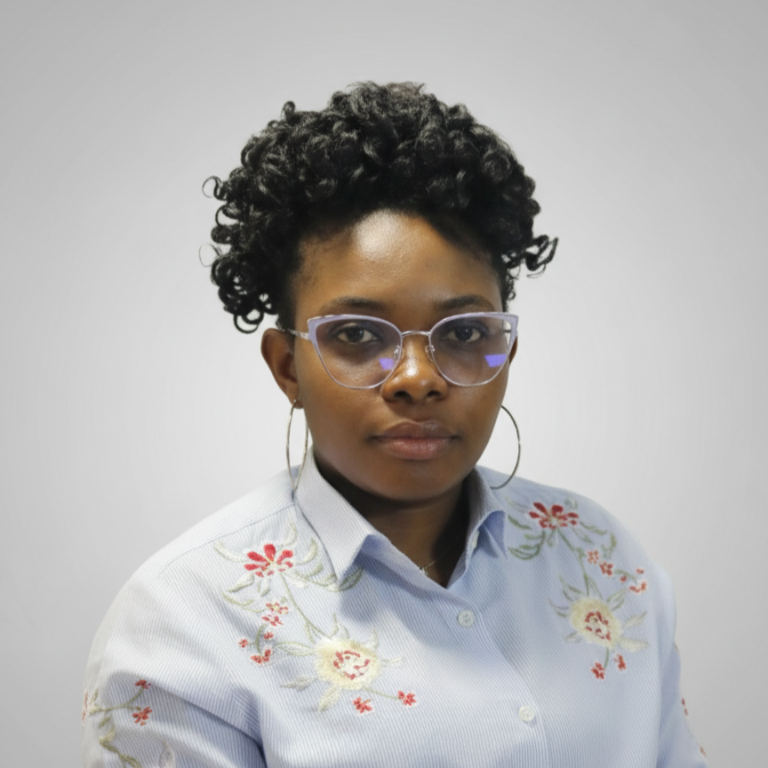 A portrait of a young lady wearing eyes glasses