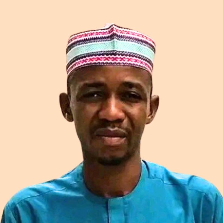 A portrait of a young man wearing a hausa cap.