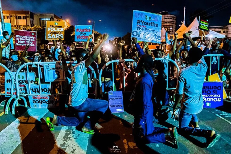 #EndSARS protesters at Lekki Toll Plaza