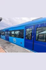 Blue metro train